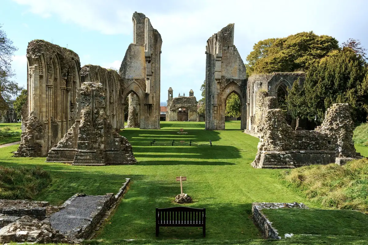 The ruins of Glastonbury Abbey church
